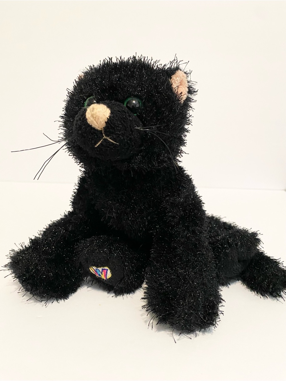 Webkinz Cat Plush Black Kitty Stuffed Animal Toy Spiky Fur Kitty
